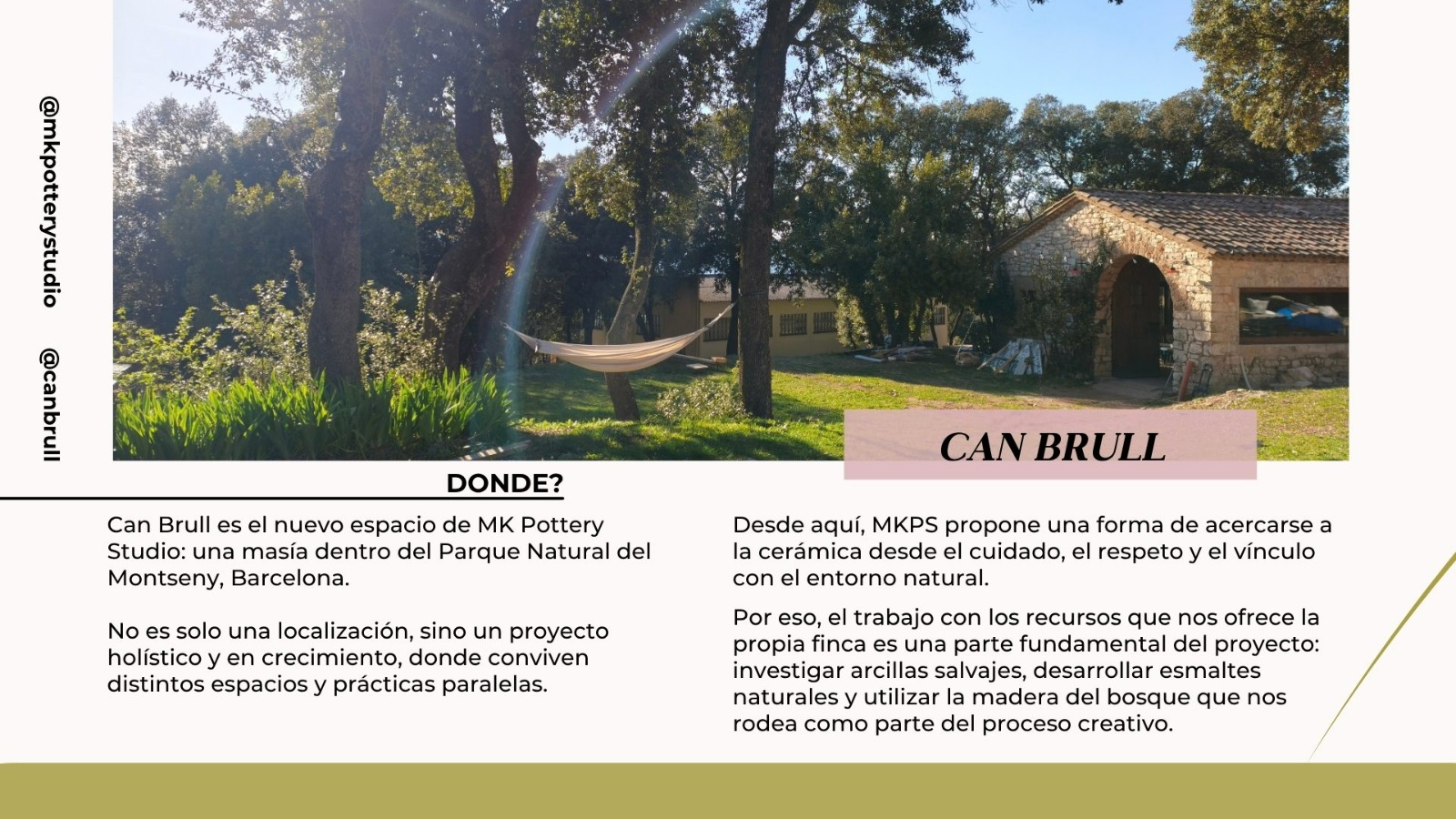 Can Brull garden and stone building in Montseny.